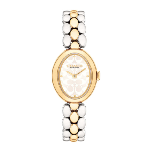 LADIES' SAMMY OVAL TWO-TONE STAINLESS STEEL WATCH, C DIAL