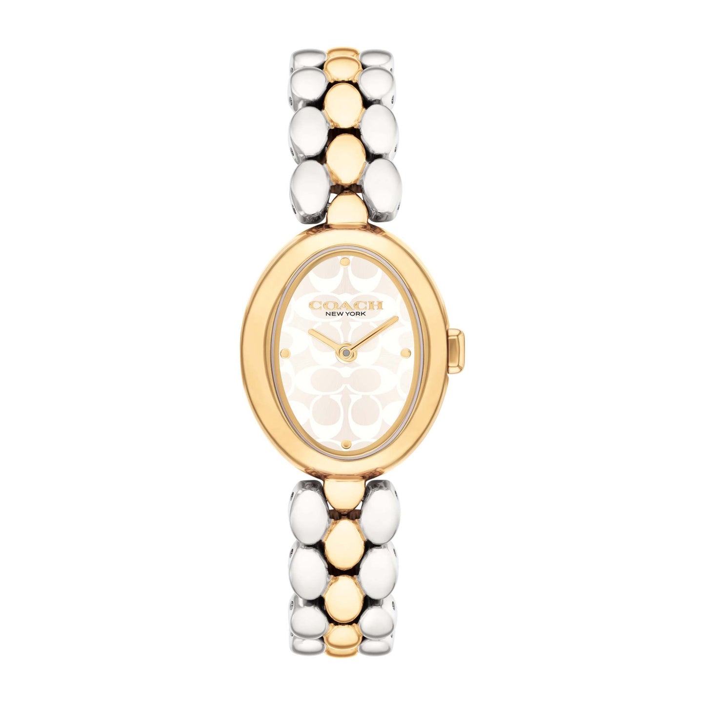 LADIES' SAMMY OVAL TWO-TONE STAINLESS STEEL WATCH, C DIAL