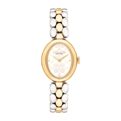 LADIES' SAMMY OVAL TWO-TONE STAINLESS STEEL WATCH, C DIAL