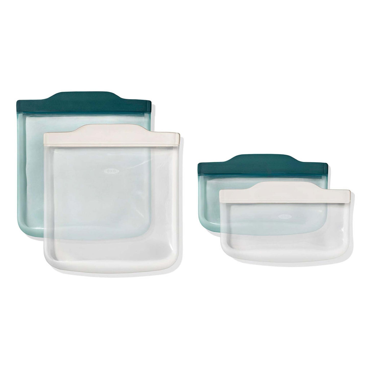 GOOD GRIPS 4PC LUNCH SET SILICONE REUSABLE BAGS OAT & LAGOON