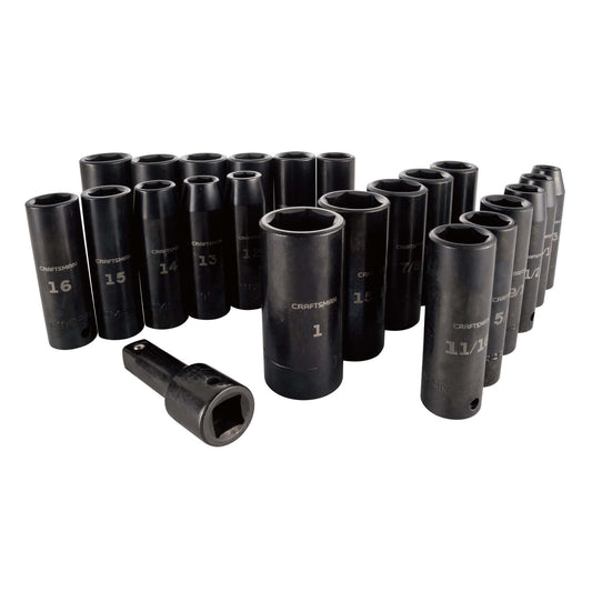 23PC 1/2" SAE & MM DEEP IMPACT SOCKET SET