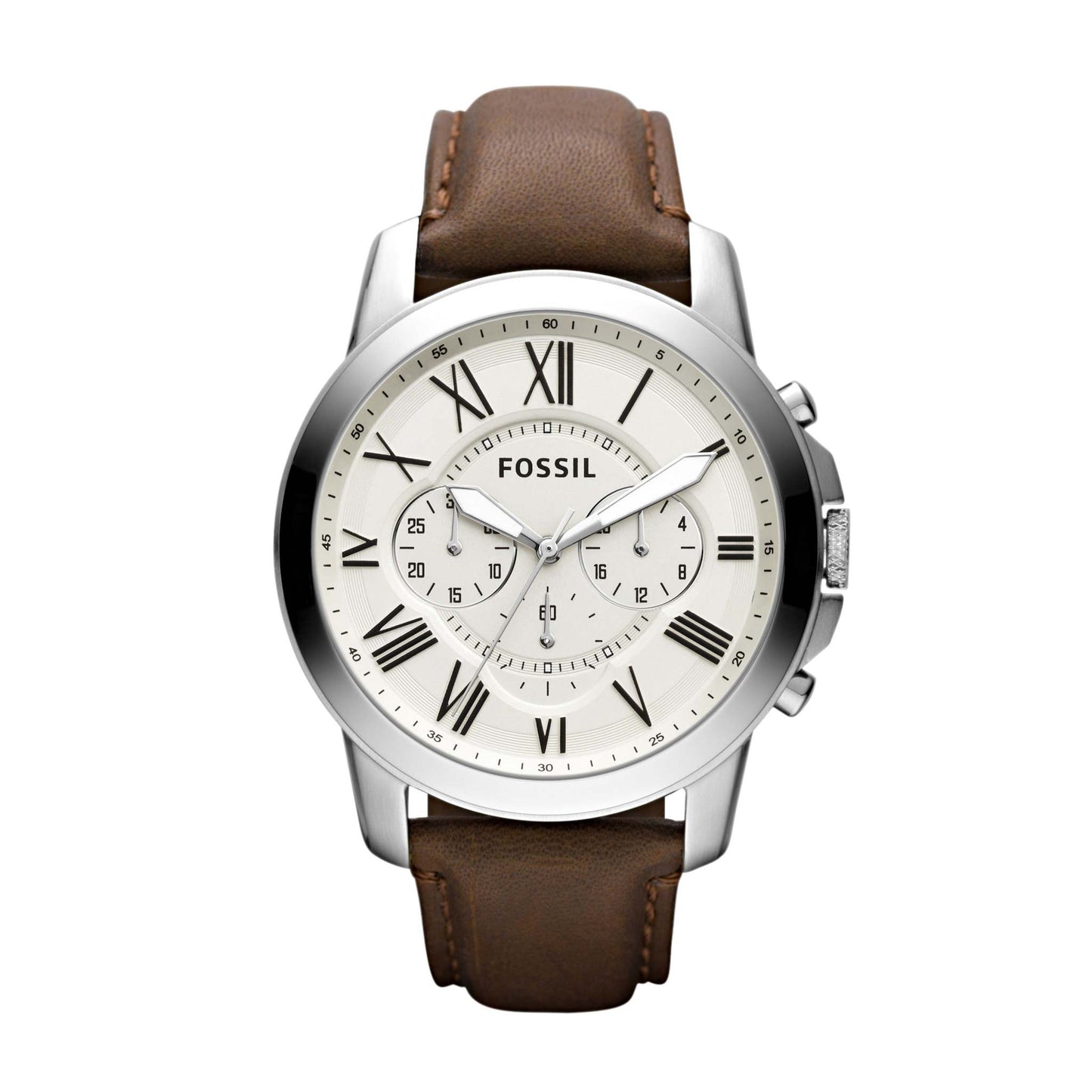 MENS GRANT LEATHER STRAP WATCH EGG SHELL DIAL