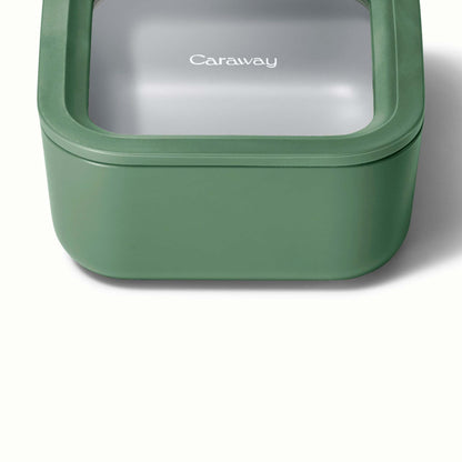 4.4 CUP GLASS FOOD CONTAINER SQUARE SHAPE W/ LID SAGE