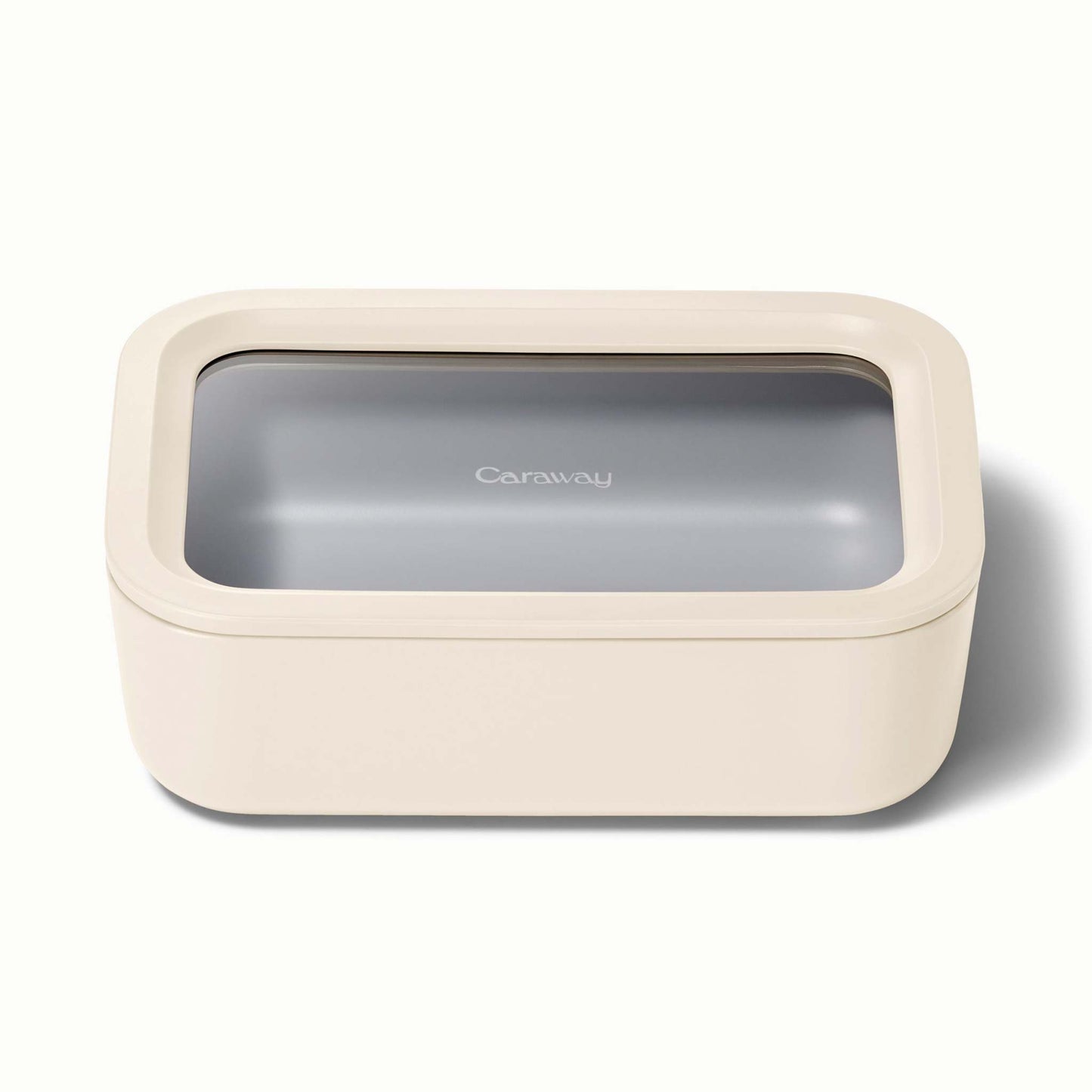 6.6 CUP RECTANGULAR GLASS FOOD CONTAINER W/ LID, CREAM