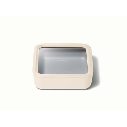 10 CUP GLASS FOOD CONTAINER SQUARE SHAPE W/ LID CREAM