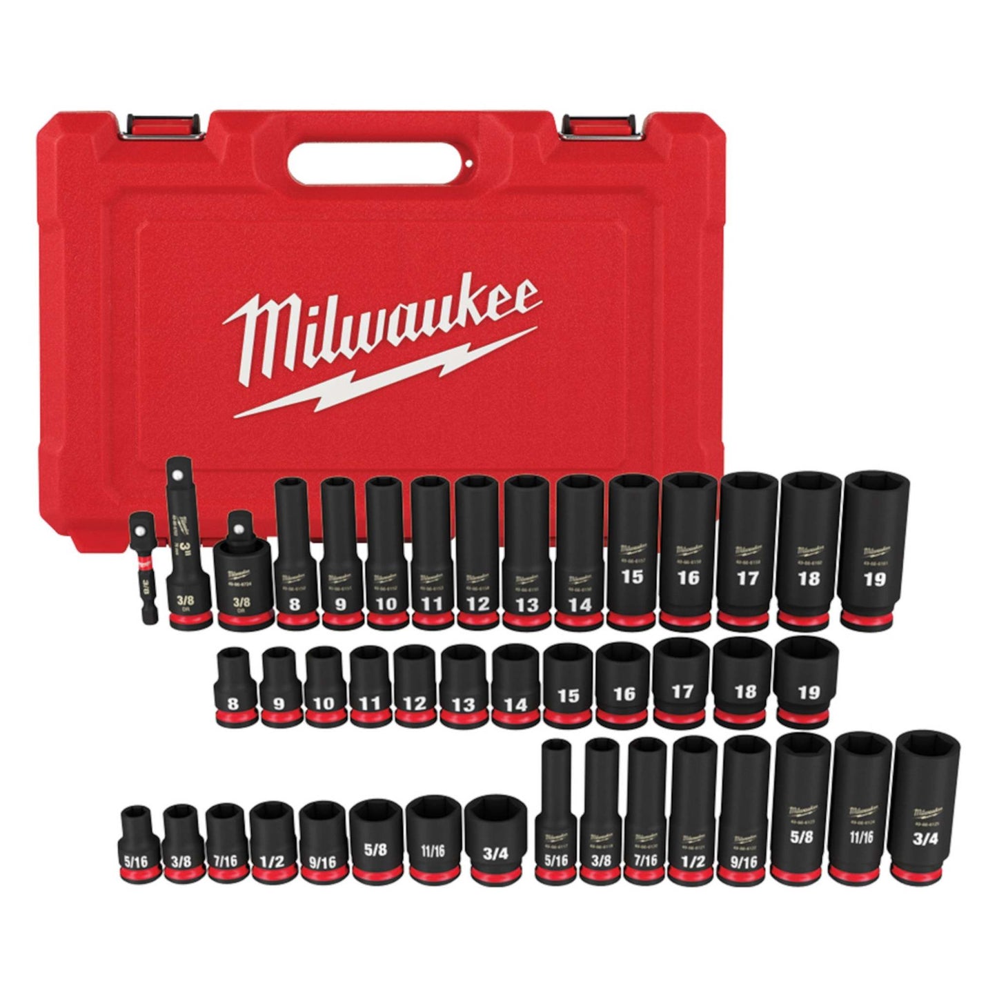 43PC SHOCKWAVE IMPACT DUTY 3/8" DRIVE SAE & METRIC DEEP 6 POINT SOCKET SET