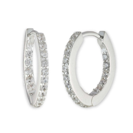 STERLING CRYSTAL HUGGIE HOOPS