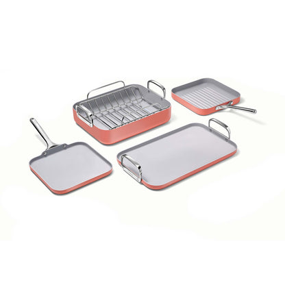 5PC SQUARE COOKWARE SET PERRACOTTA