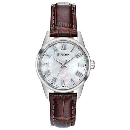 LADIES' CORPORATE EXCLUSIVE LEATHER STRAP WATCH, MOP DIAL