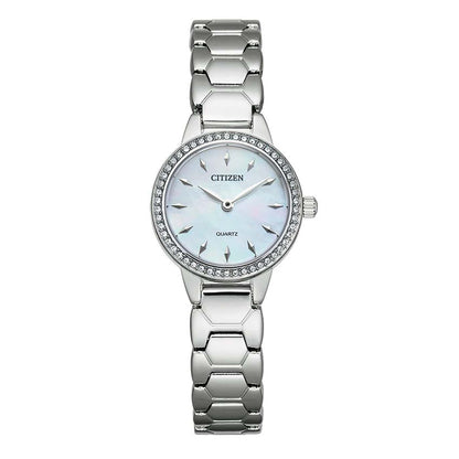 LADIES QUARTZ SWAROVSKI STAINLESS STEEL WATCH MOTHER-OF-PEARL DIAL