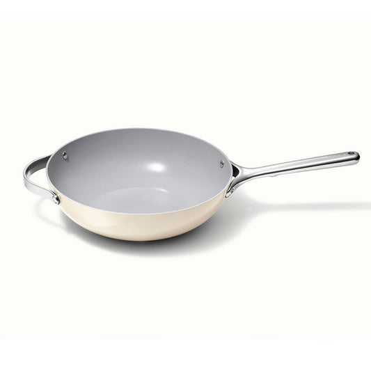 12" NONSTICK CERAMIC STIR FRY PAN CREAM