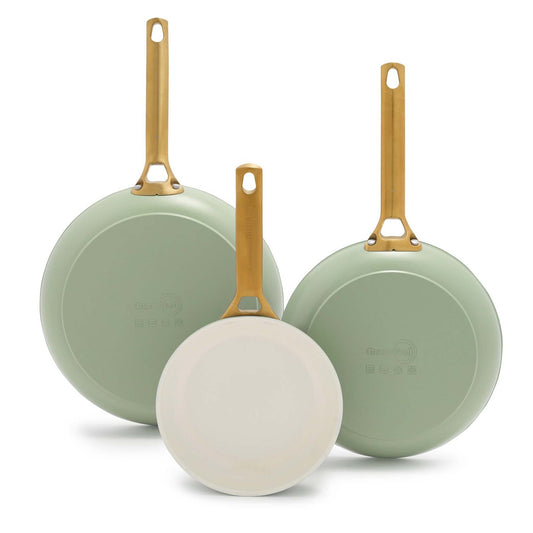 RESERVE CERAMIC 3PC NONSTICK FRY PAN SET SAGE