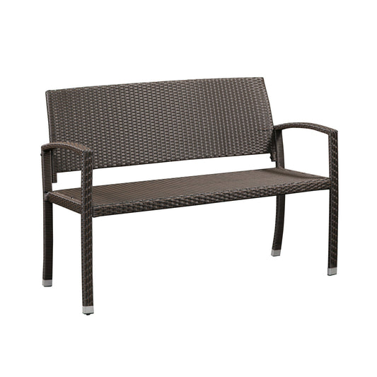 WICKER OUTDOOR PATIO BENCH MOCHA WICKER