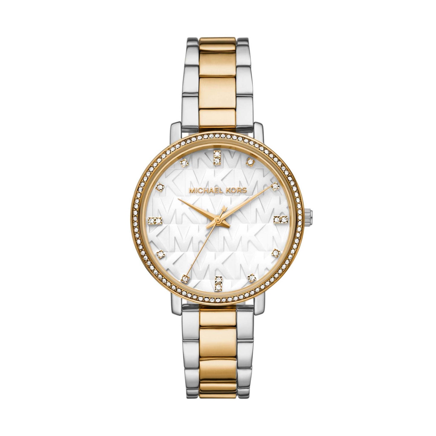 LADIES' PYPER TWO-TONE STAINLESS STEEL WATCH, MK LOGO DIAL
