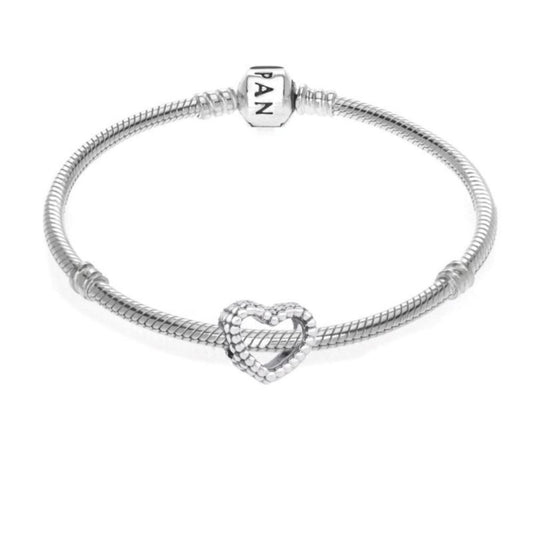 BEADED HEART CHARM BRACELET - (SIZE 7.5)
