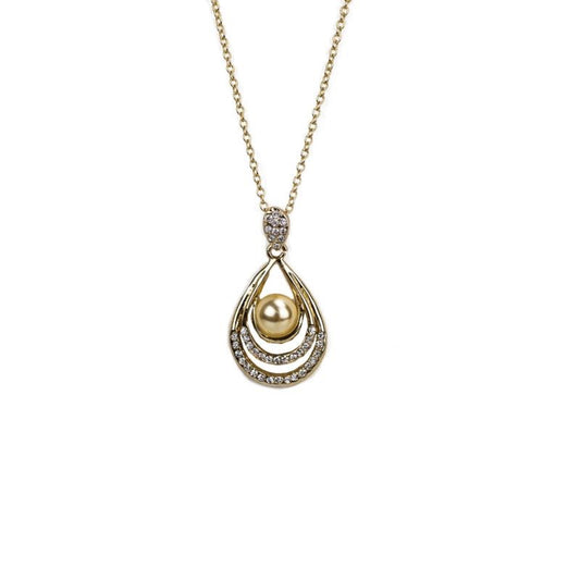 PEARL AND CRYSTAL TEARDROP PENDANT