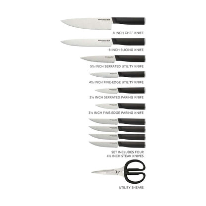 12PC CLASSIC SELF-SHARPENING STAINLESS KNIFE BLOCK SET
