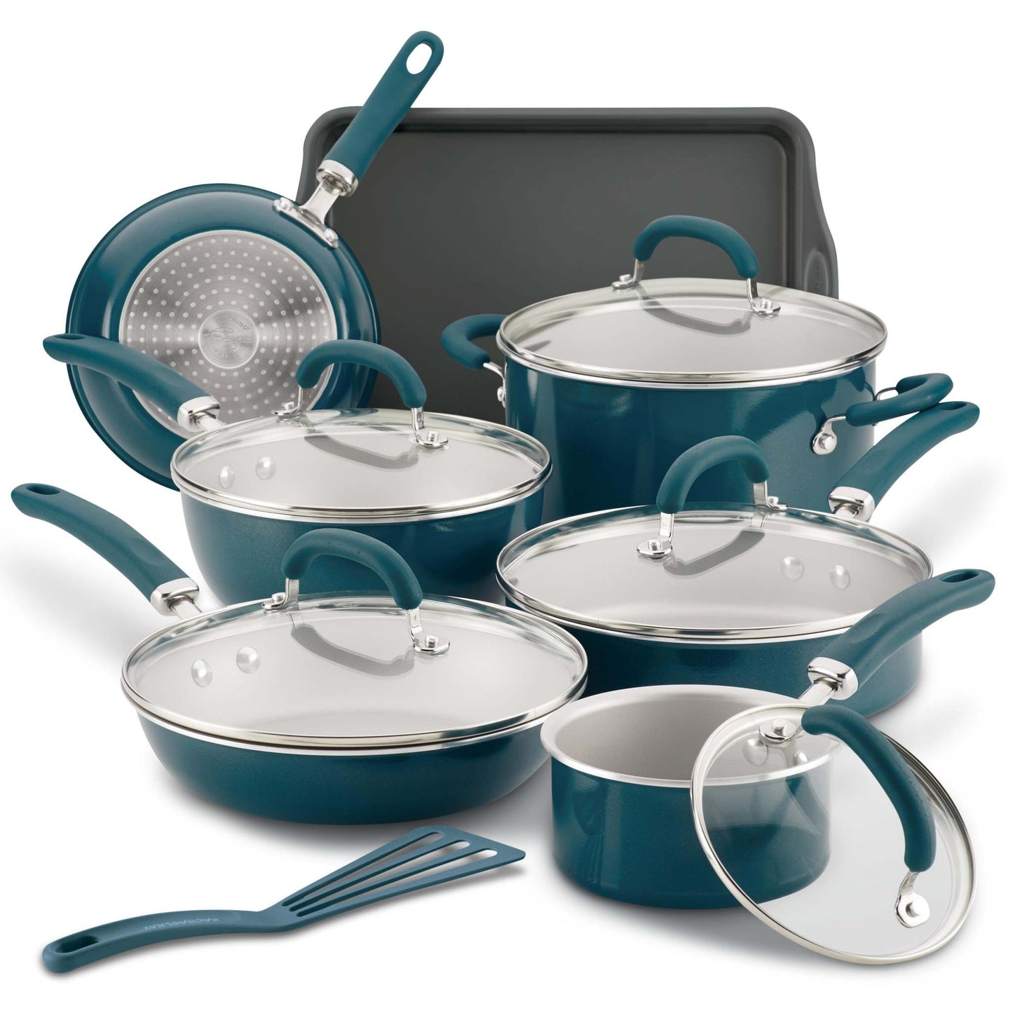 CREATE DELICIOUS 13PC ENAMELED ALUMINUM COOKWARE SHIMMER