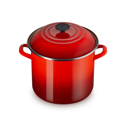 10QT ENAMEL ON STEEL COVERED STOCKPOT CERISE