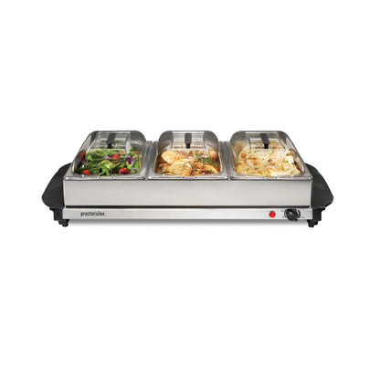 TRIPLE STAINLESS STEEL BUFFET SERVER W/ WARMING TRAY