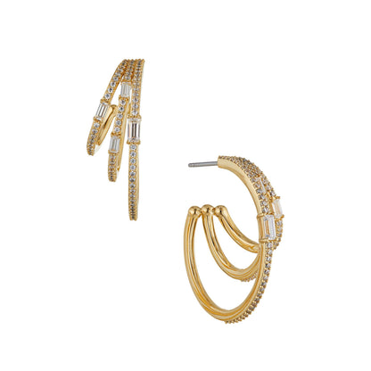 TRIPLE HOOP CZ EARRINGS