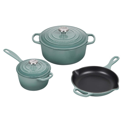 5PC SIGNATURE CAST IRON COOKWARE SET SEA SALT