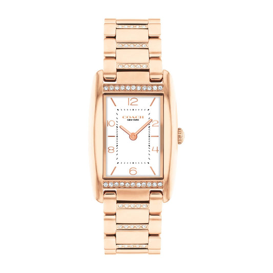 LADIES' REESE RECTANGLE STAINLESS STEEL CRYSTAL WATCH