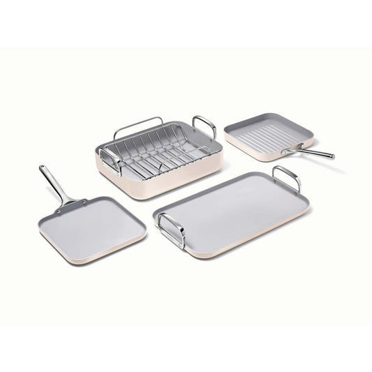 5PC SQUARE COOKWARE SET CREAM