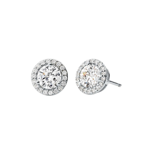 STERLING PAVE ROUND STUD EARRINGS