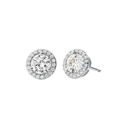 STERLING PAVE ROUND STUD EARRINGS
