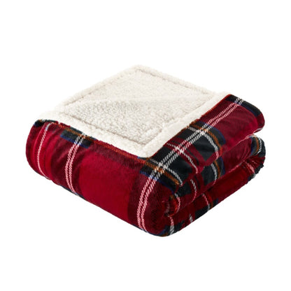 PRINTED FLANNEL WITH SHERPA REVERSE THROW
