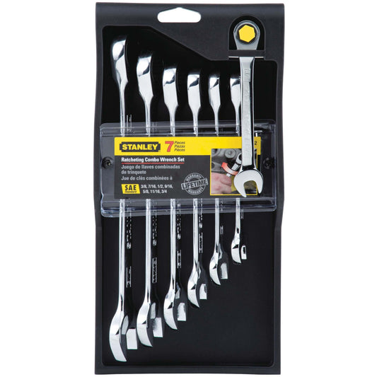 7PC RATCHETING COMBINATION SAE WRENCH SET