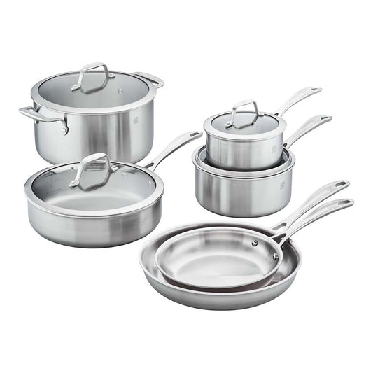 SPIRIT 10PC 3-PLY STAINLESS STEEL COOKWARE SET