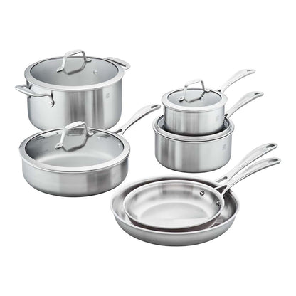 SPIRIT 10PC 3-PLY STAINLESS STEEL COOKWARE SET