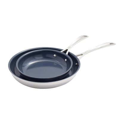 CLAD CFX 2PC STAINLESS STEEL NONSTICK CERAMIC FRY PAN SET