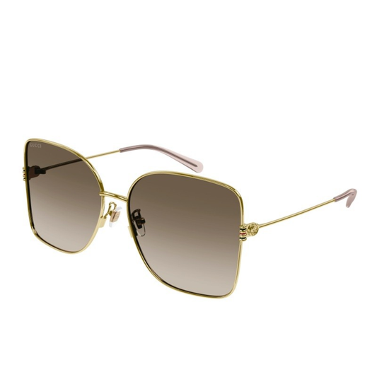 WOMEN'S SHINY GOLD RECTANGULAR SUNGLASSES