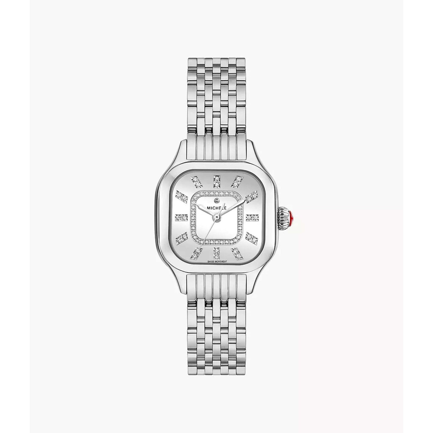 LADIES' MEGGIE SILVER-TONE STAINLESS STEEL WATCH, DIAMOND & MOP DIAL