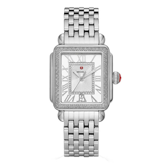 LADIES' DECO MADISON SILVER-TONE DIAMOND BRACELET WATCH, 155 DIAMONDS