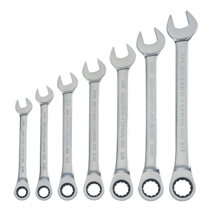 7PC SAE RATCHETING COMBINATION WRENCH SET