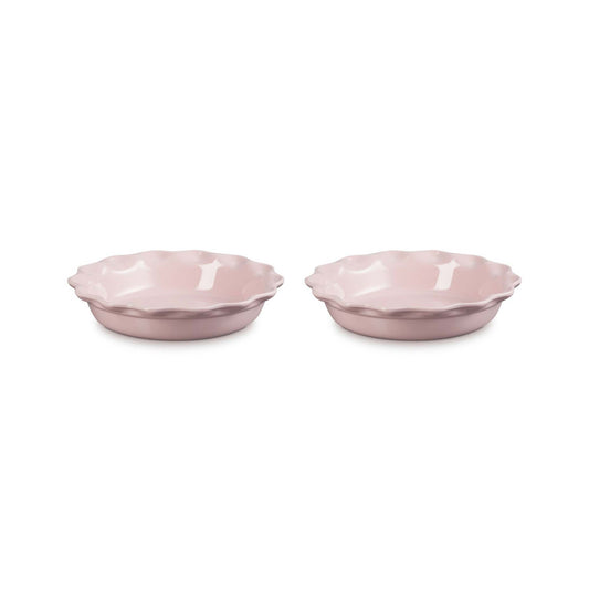SET OF 2 HERITAGE PIE DISHES CHIFFON PINK