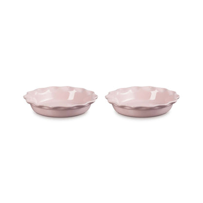 SET OF 2 HERITAGE PIE DISHES CHIFFON PINK