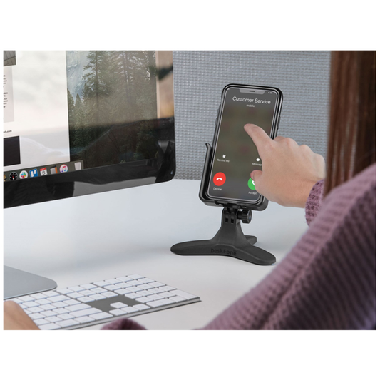 DESKFONE UNIVERSAL DESKTOP CELL PHONE HOLDER - (BLACK)