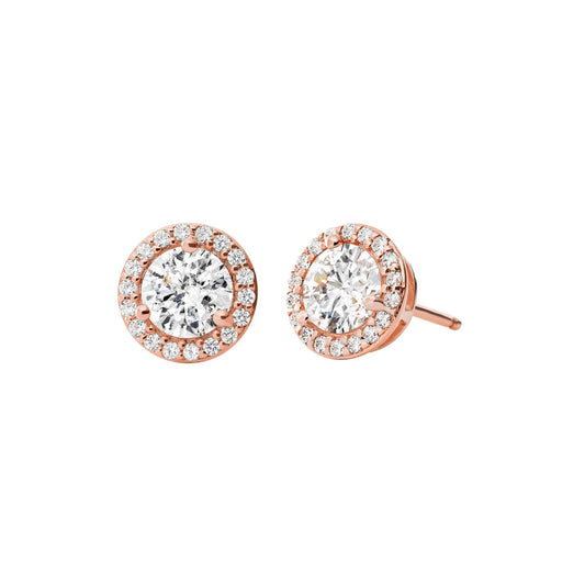 STERLING PAVE ROUND STUD EARRINGS