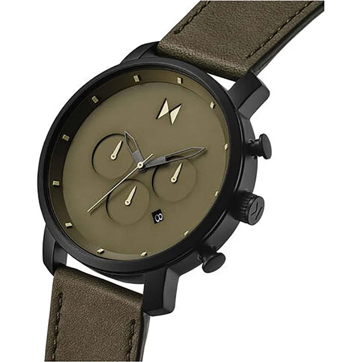 MENS CHRONO LEATHER STRAP WATCH
