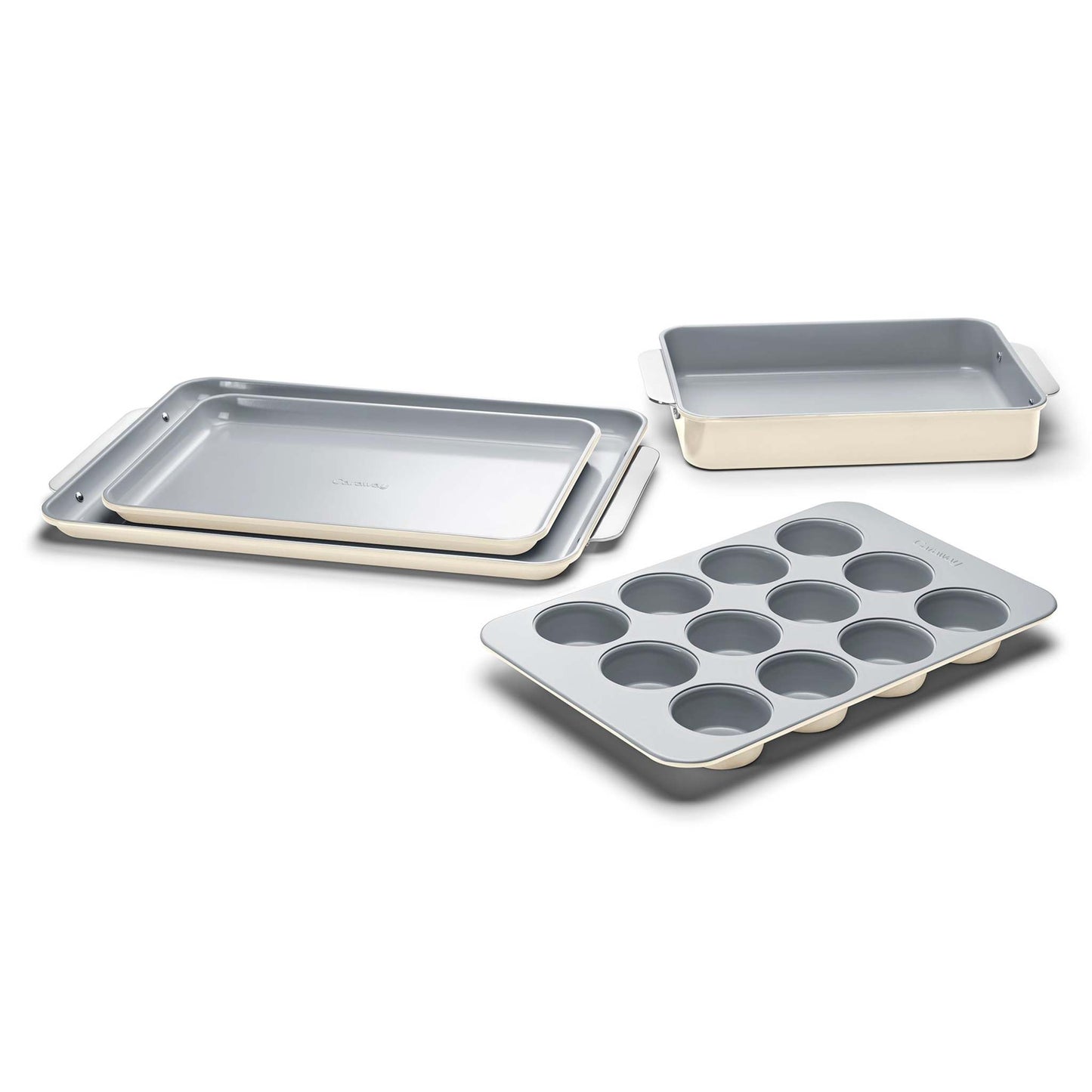 5PC NON-TOXIC NONSTICK CERAMIC BAKEWARE SET CREAM