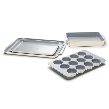 5PC NON-TOXIC NONSTICK CERAMIC BAKEWARE SET CREAM