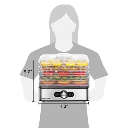 GOURMET 5 STAINLESS STEEL TRAY FOOD DEHYDRATOR W/ TEMP CONTROLS