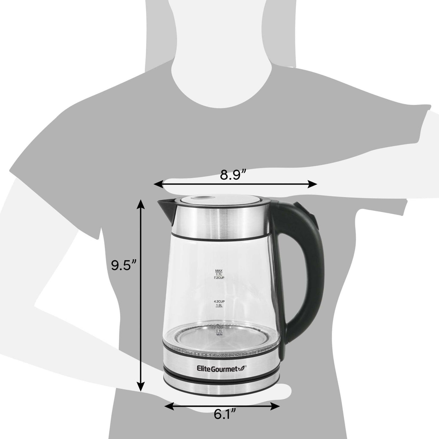 1.7L ELECTRIC CORDLESS GLASS WATER KETTLE