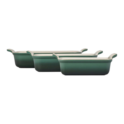 3PC HERITAGE STONEWARE RECTANGULAR BAKING DISH SET ARITCHAUT