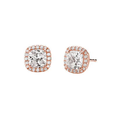 PRECIOUS METAL STERLING PAVE SQUARE STUD EARRINGS